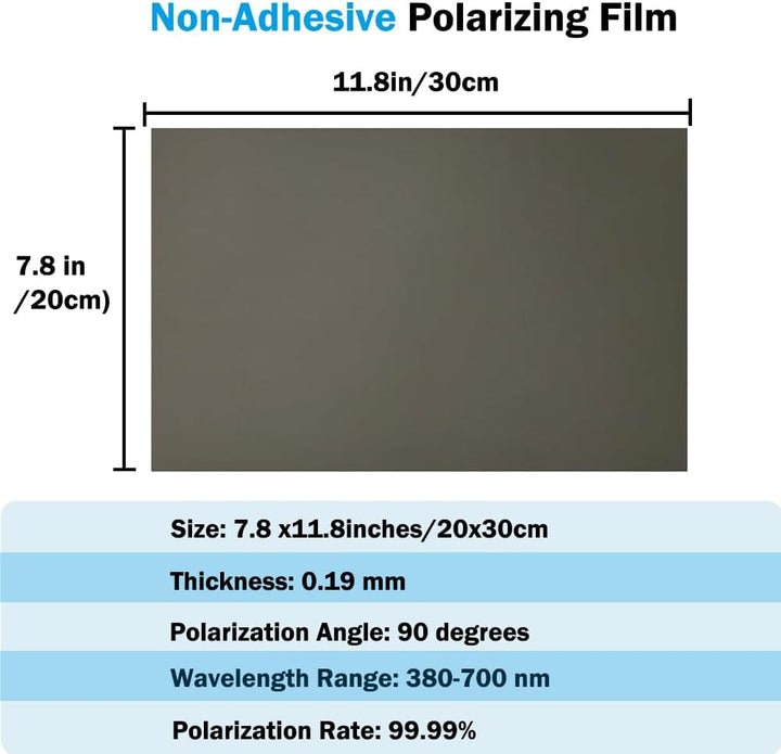 Polarisierte Folie, 3 Stück, 20 x 30 cm, Nicht-klebender Polarisationsfilter für Physik im Lehramt