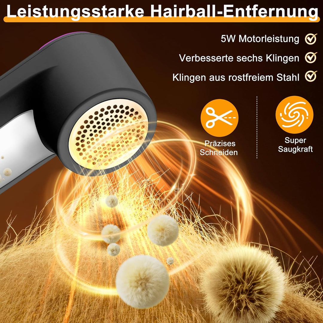 Fusselrasierer Elektrischer, Wiederaufladbar, 6 Präzisionsklingen, Typ-C-Ladekabel, LED Anzeige, 3 G