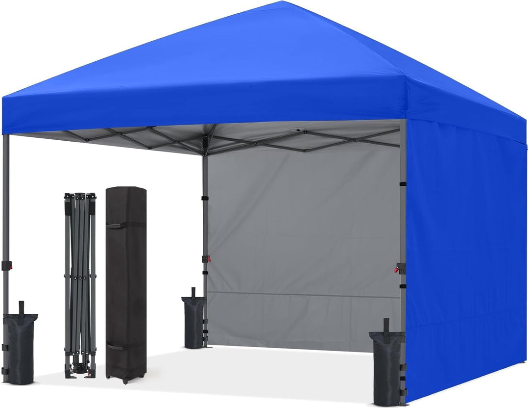 ABCCANOPY Faltpavillon UV50+ mit 2 Seitenwänden, Königsblau 300 cm | 500D Polyester,wasserdicht, 4 S