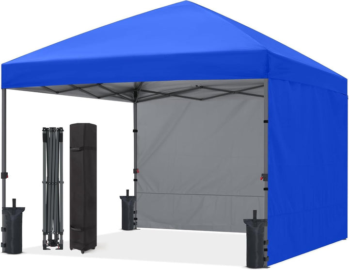 ABCCANOPY Faltpavillon UV50+ mit 2 Seitenwänden, Königsblau 300 cm | 500D Polyester,wasserdicht, 4 S