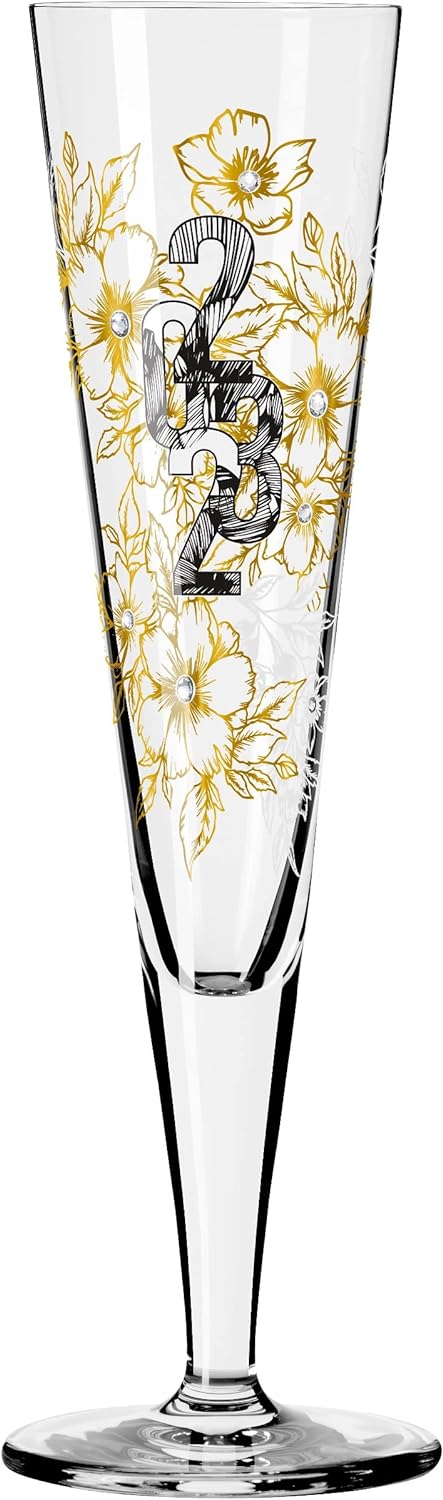 RITZENHOFF 1079013 Champagnerglas 200 ml – Brillantnacht Champagner 2023 – Designerstück mit Echt-Go