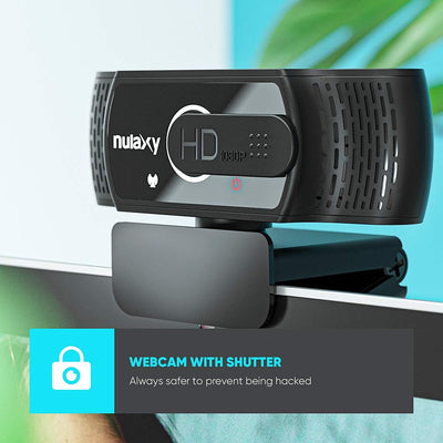 Nulaxy C900 Webcam mit Mikrofon, FHD 1080P Webcam mit Abdeckung, Webcam USB Plug & Play, Laptop PC K