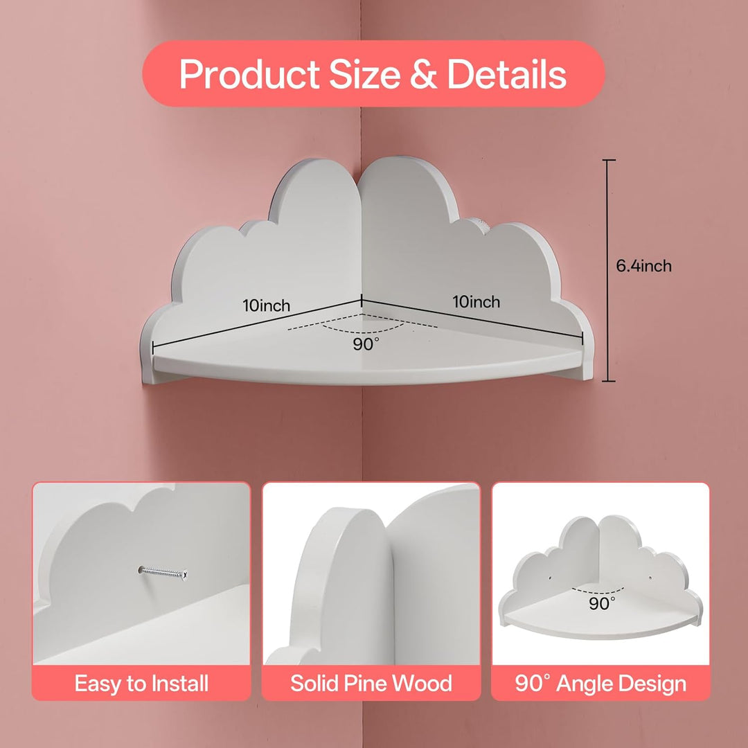 Gieanoo Wolke Corner Regale Set von 3, weisse Wandregale für Kinderzimmer, Schlafzimmer, Wohnzimmer