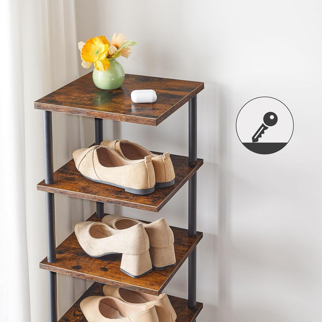 HOOBRO Schuhregal, 6-lagiges Eckschuhregal, schmales Schuhablage, Schuhschrank, Schuhständer, Flur,