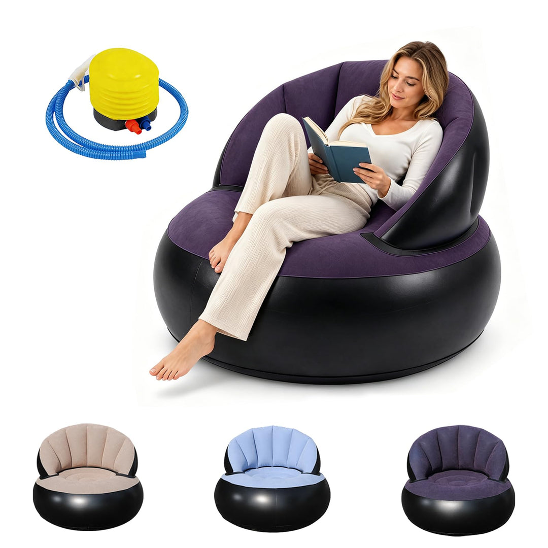Aufblasbares Sofa, Wasserdichtes Aufblasbarer Sessel mit Fusspumpe, Aufblasbare Couch mit Beflockter