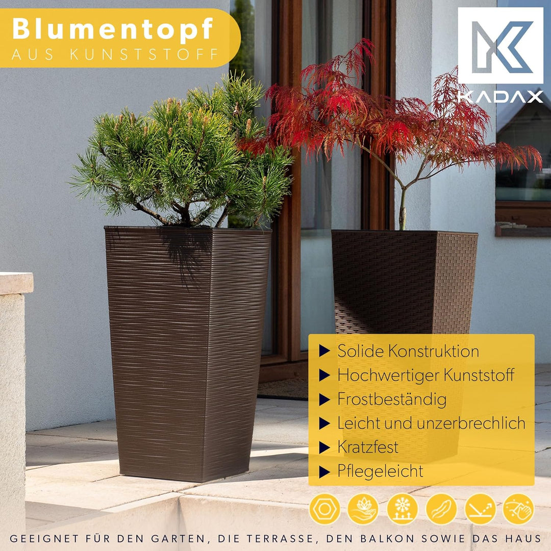 KADAX Pflanzkübel mit Innentopf, Höhe 68cm, Mokka – Wetterfester Blumentopf für Innen & Aussen, idea