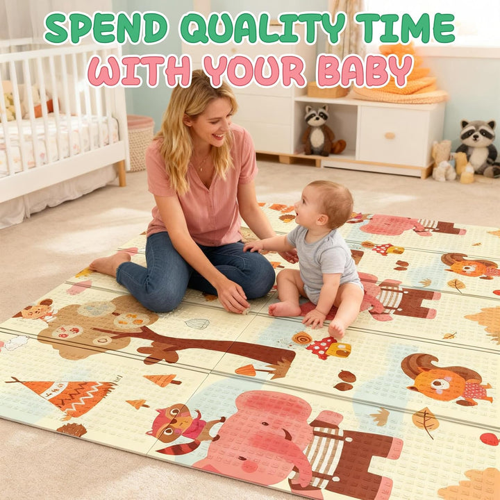 Soontrans Krabbelmatte Baby, Spielmatte Baby Faltbar, 200x180x1cm, Play Mat for Babies Doppelseitige