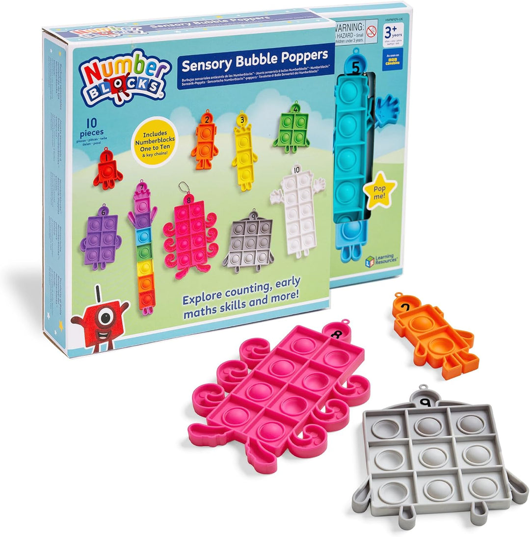 Learning Resources Numberblocks Blasen-Popper, 10 Popper mit Schlüsselanhänger, Sensorisches und Ant