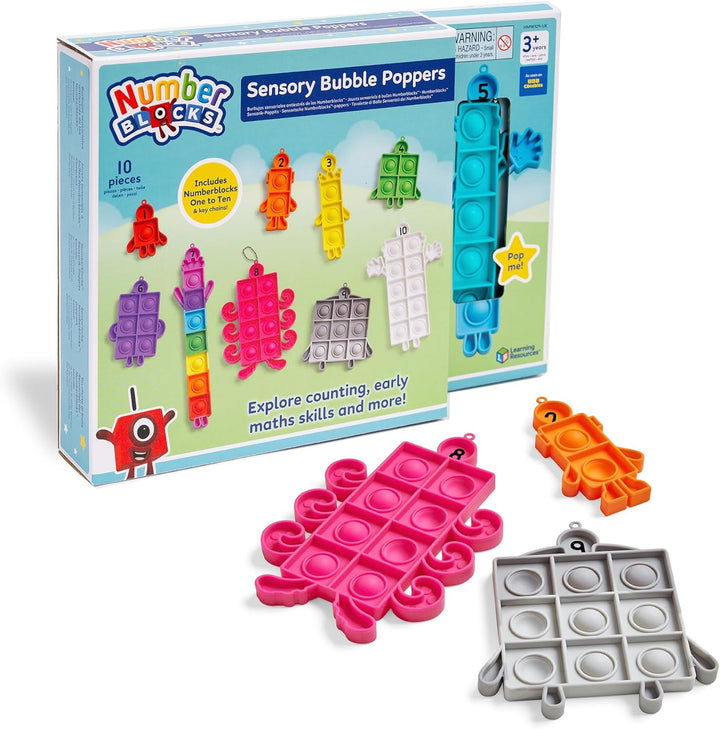 Learning Resources Numberblocks Blasen-Popper, 10 Popper mit Schlüsselanhänger, Sensorisches und Ant