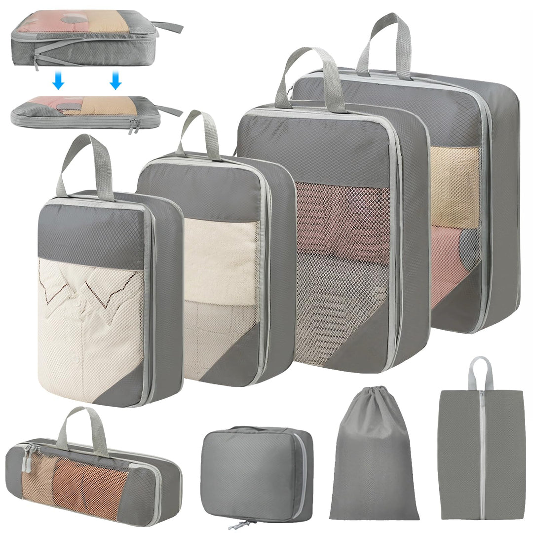 Koffer Organizer Set 8-teilig, Komprimierbaren Packwürfeln zur Organisation Ihres Reisegepäcks, Comp
