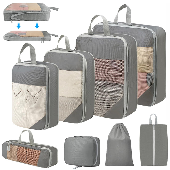 Koffer Organizer Set 8-teilig, Komprimierbaren Packwürfeln zur Organisation Ihres Reisegepäcks, Comp