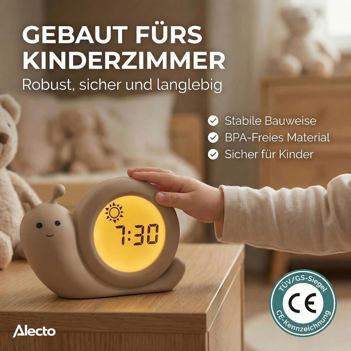 Alecto BC110BE Simon - Pädagogischer Wecker Kinder - Schlaftrainer Kinder - Nachtlicht - Lernen von