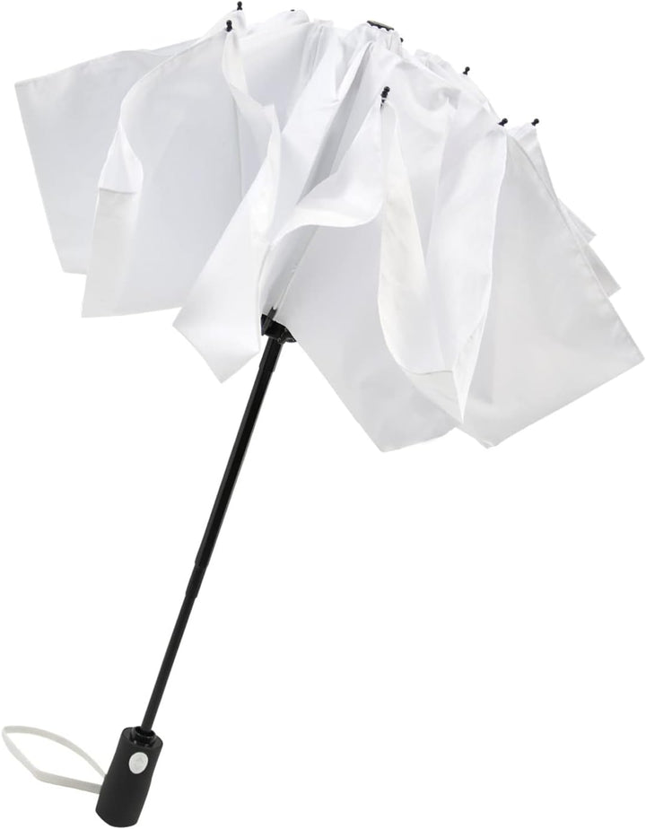iX-brella Reverse umgekehrt öffnender Fiberglas-Taschenschirm mit farbigen Speichen - weiss, Weiss