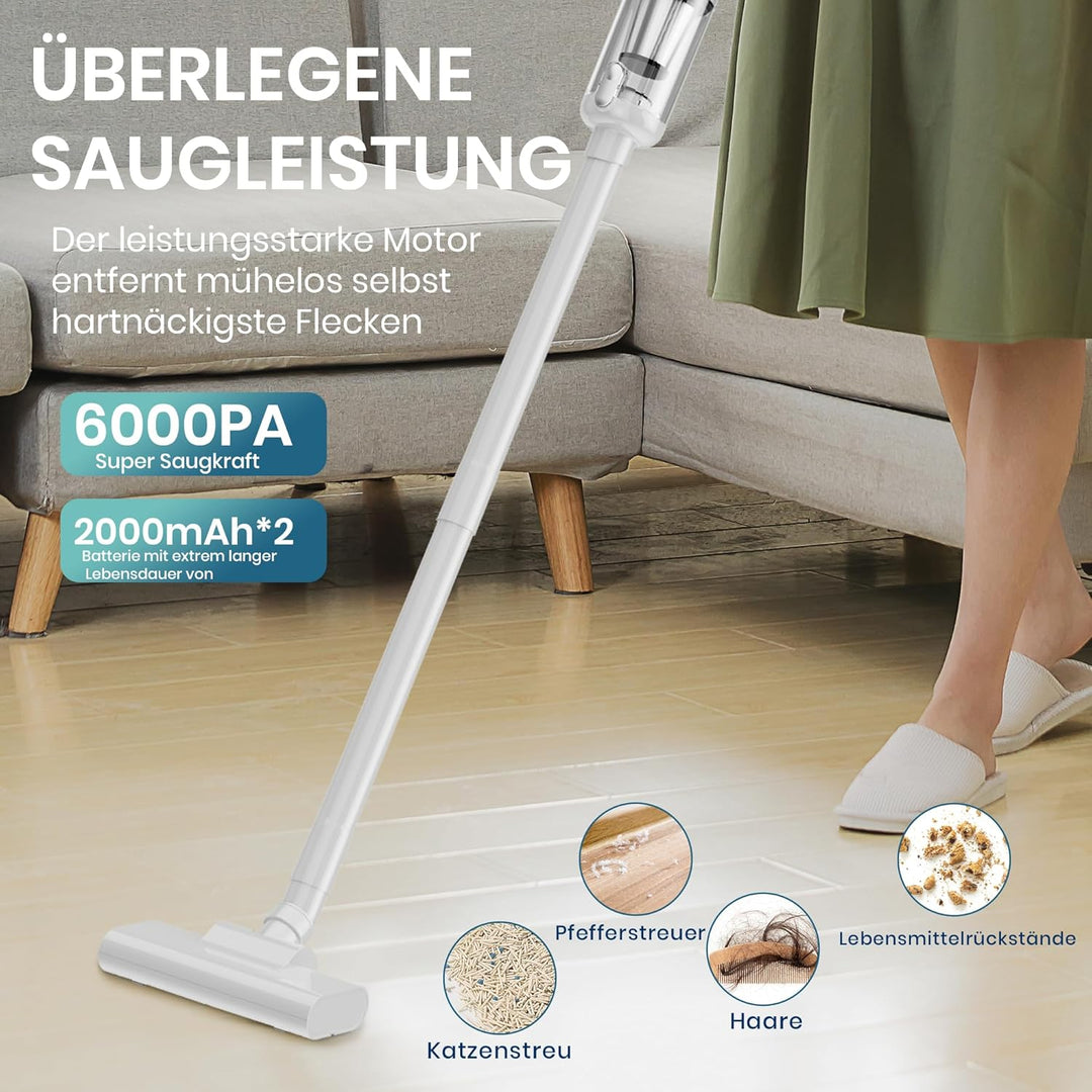 Akku Staubsauger Kabellos, Bürstenloser Motor Akkustaubsauger,Mit LED Anzeige, Stabstaubsauger Elekt