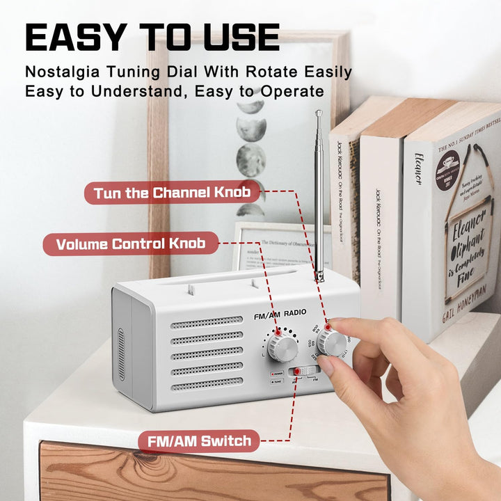 Tragbares Radio Batteriebetrieben FM/AM/UKW, Transistorradio unterstützt USB-Stromversorgung/Batteri