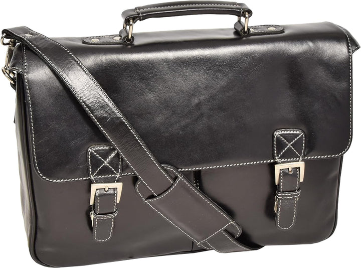A1 FASHION GOODS Herren Echtes SCHWARZ Leder Aktenkoffer-Laptop Datei Fall Schulranzen Büro Business