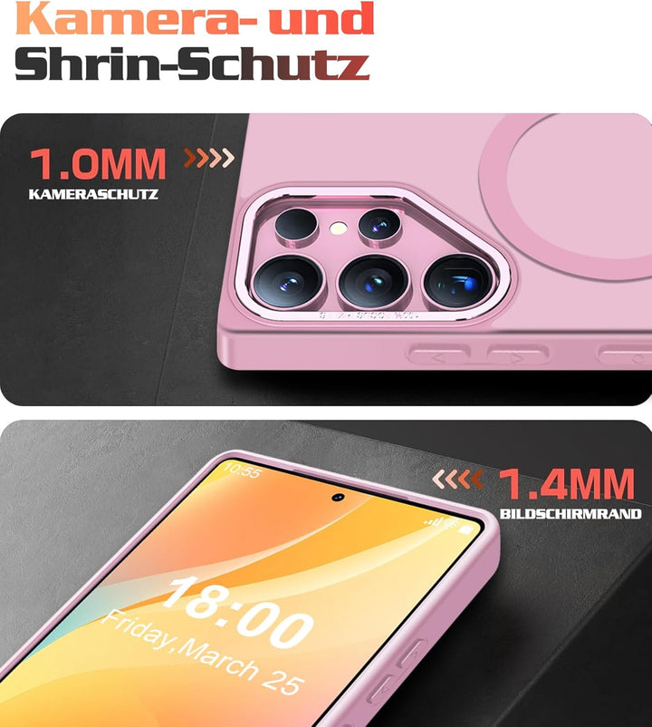 Giyer Magnetisch Handyhülle für Samsung Galaxy S24 Ultra Hülle mit Ständer Schutzfolie, Schutzhülle