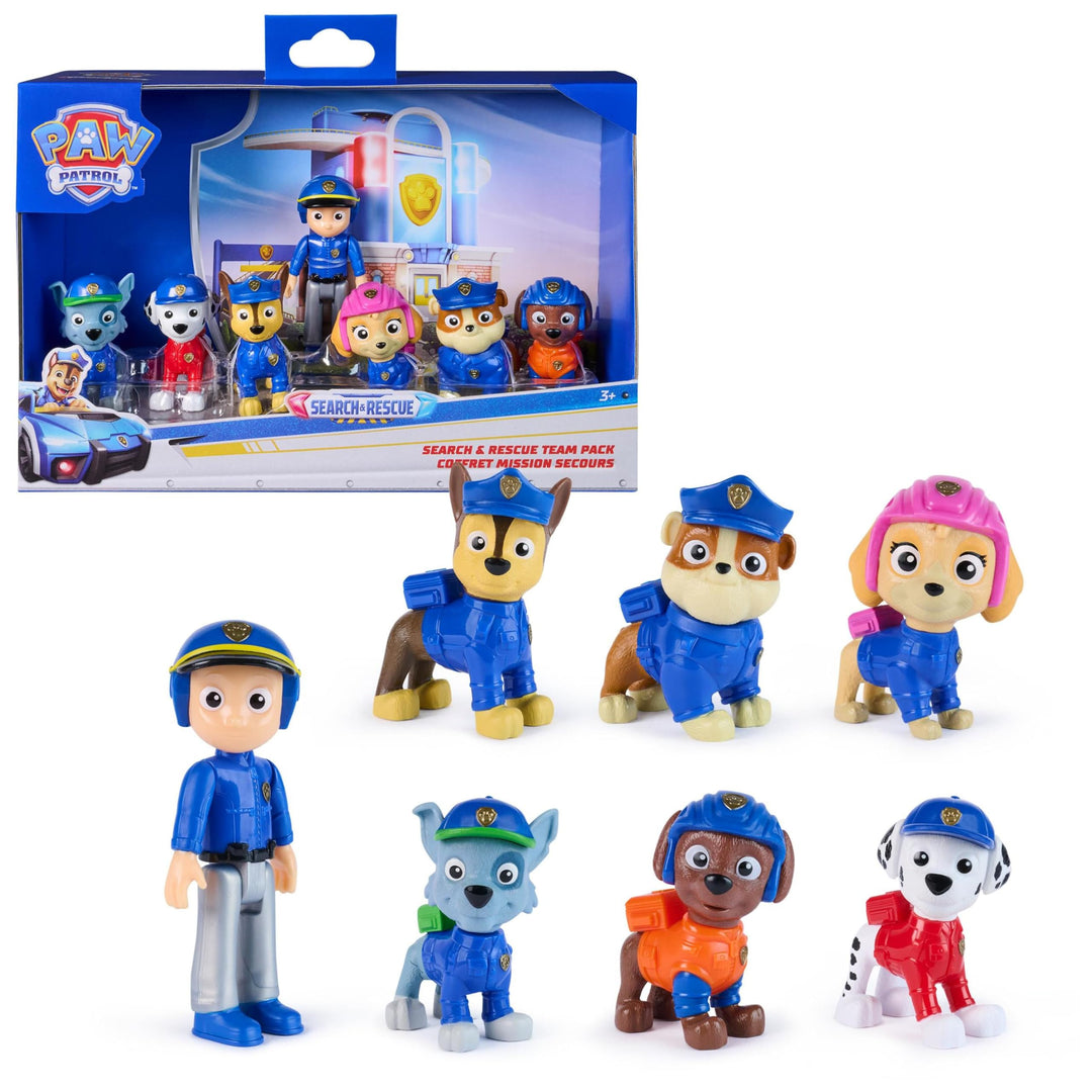 PAW PATROL – Search &amp; Rescue: Figuren-Set mit 7 Charakteren (Chase, Marshall, Skye, Rubble, Rocky, Z