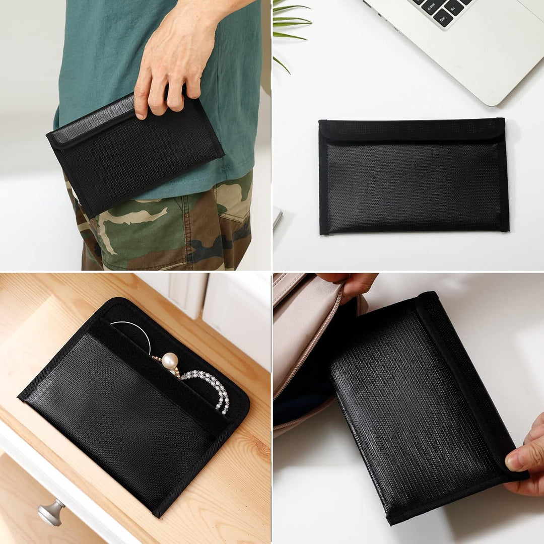 3 Stück Feuerfeste Tasche, Feuerfeste Geldtasche(13.5x9.4, 10.6x6.6, 8.7x5.1 zoll), Dokumententasche