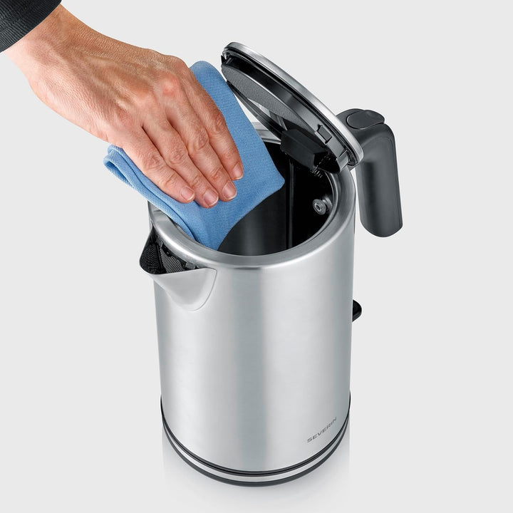 Severin Wasserkocher, Edelstahl, 1,7L, mit herausnehmbarem Kalkfilter, Leuchtanzeige, 360°-Basis, au