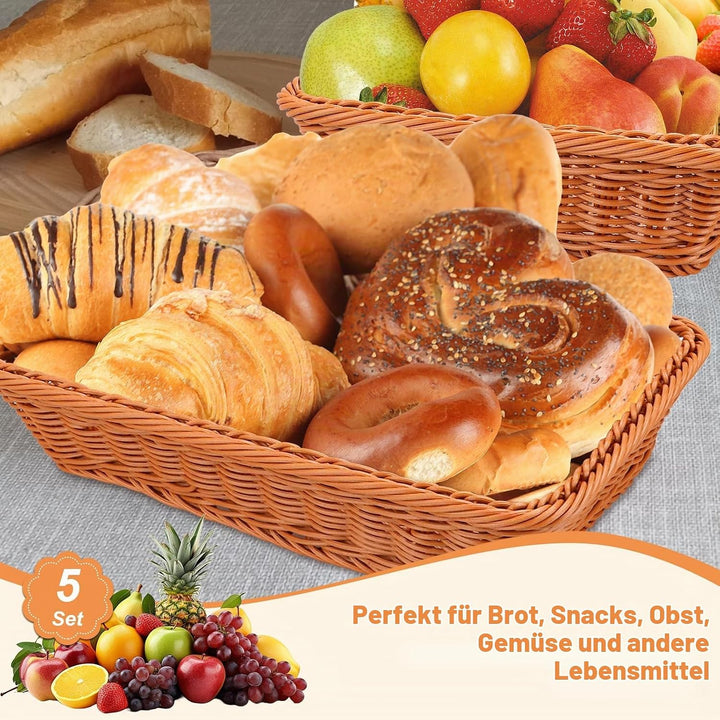 5er Set Brötchenkorb Geflochten Brotkorb Stapelbarer Brotkörbchen Modern Brotkörbe Hochwertiger Obst