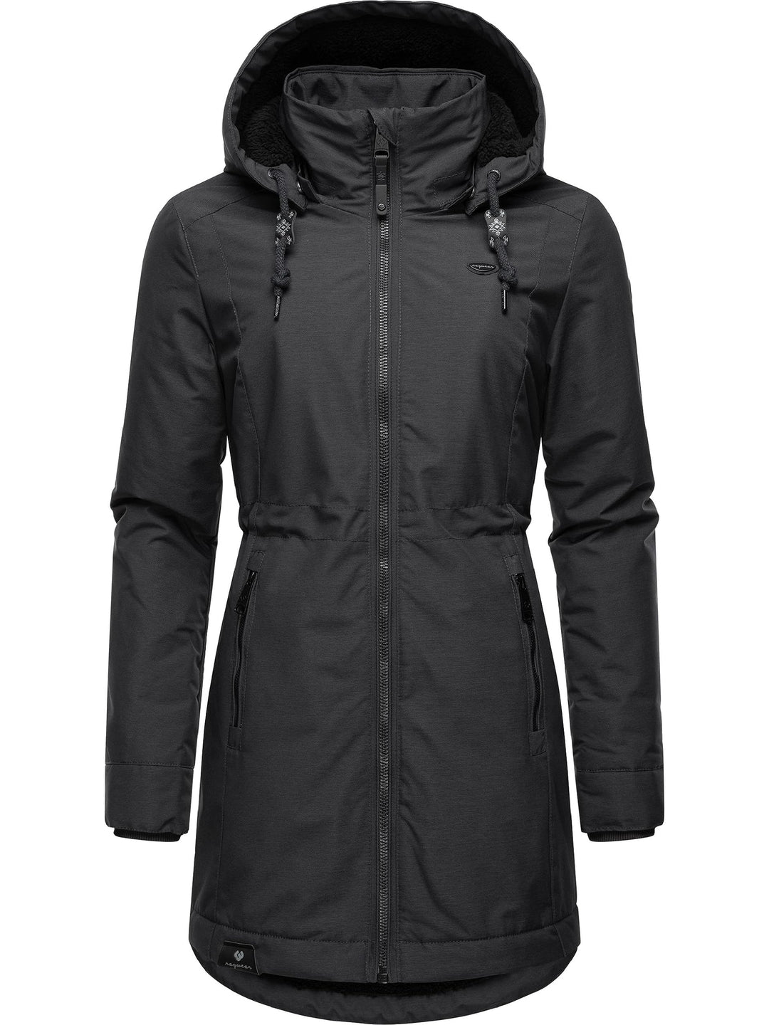 Ragwear Damen Wintermantel Warmer Parka lang wasserdicht mit Abnehmbarer Kapuze Dakkota XS-6XL S Dar