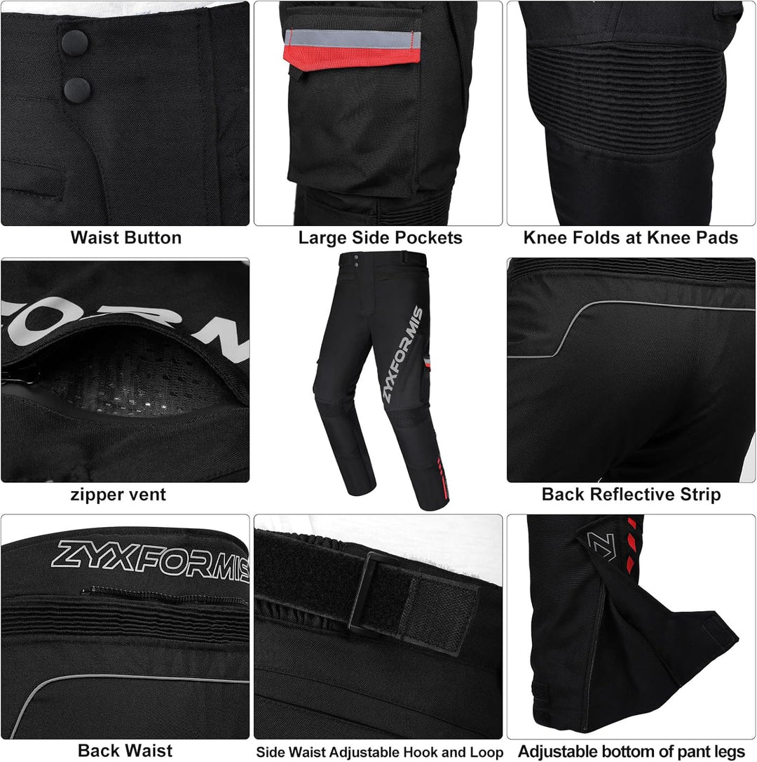 Motorrad Hosen Herren mit Protektoren und Reflektoren, Wasserdicht Winddicht Textil Motorradhose mit