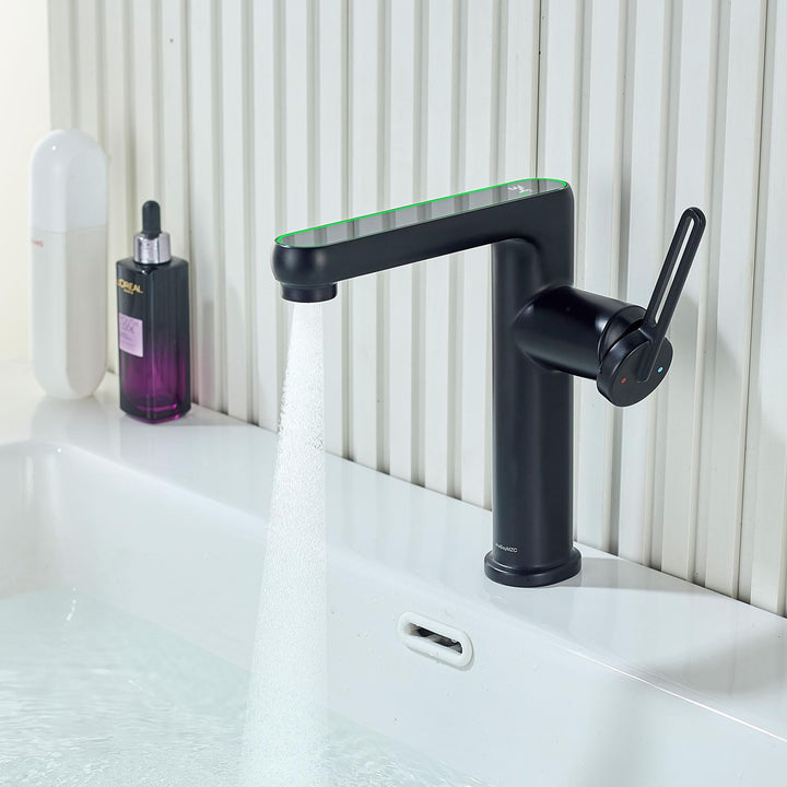 Wasserhahn Bad mit LED-Temperaturanzeige,Waschtischarmatur aus Einhebelmischer Badarmatur Waschbecke
