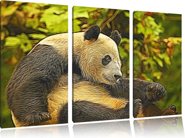 niedlicher Pandabär NewArt 3-Teiler Leinwandbild 120x80 Bild auf Leinwand, XXL riesige Bilder fertig