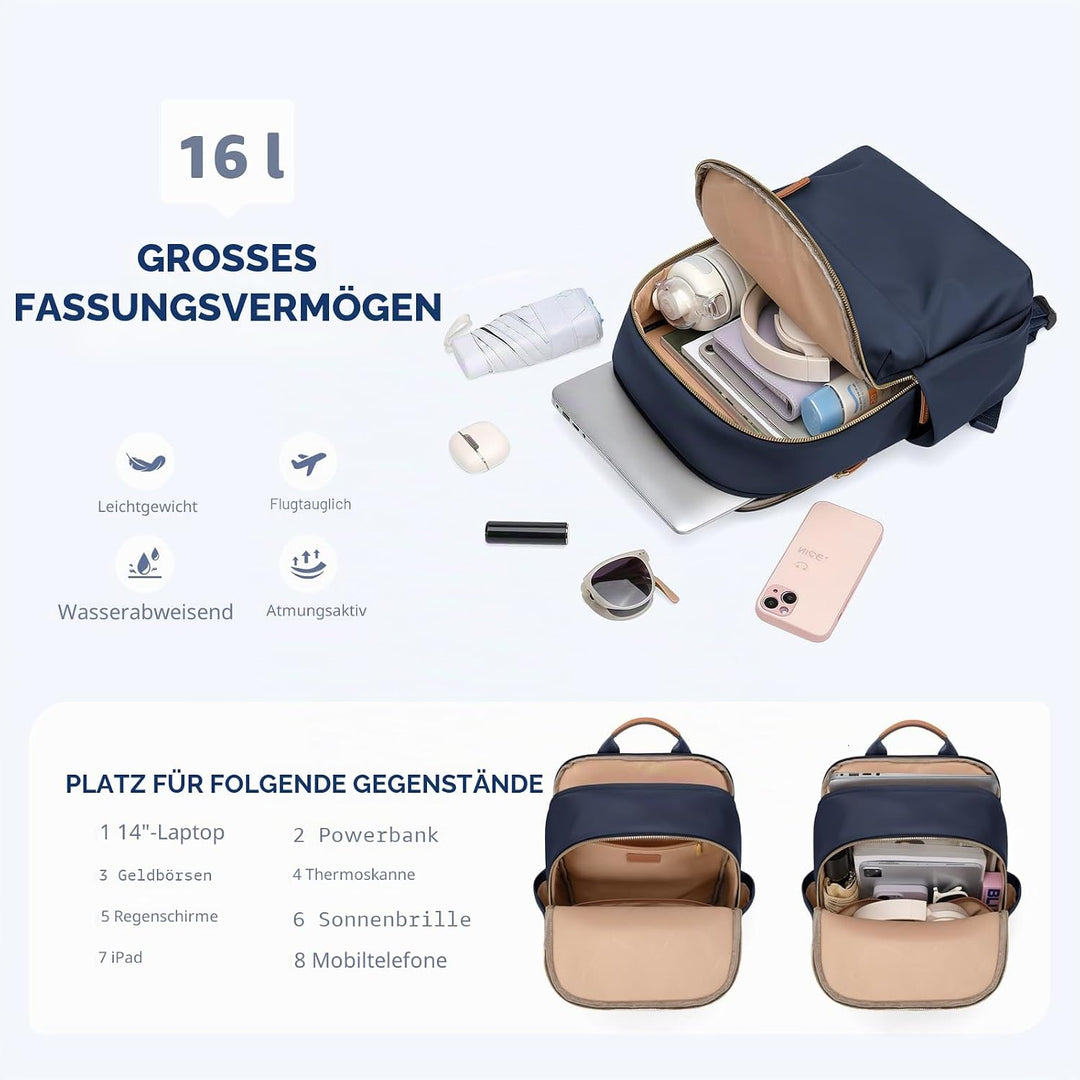 Rucksack Damen, Grosser Laptop Rucksack 14 Zoll Schulrucksack Laptoptasche mit Anti Diebstahl Backpa