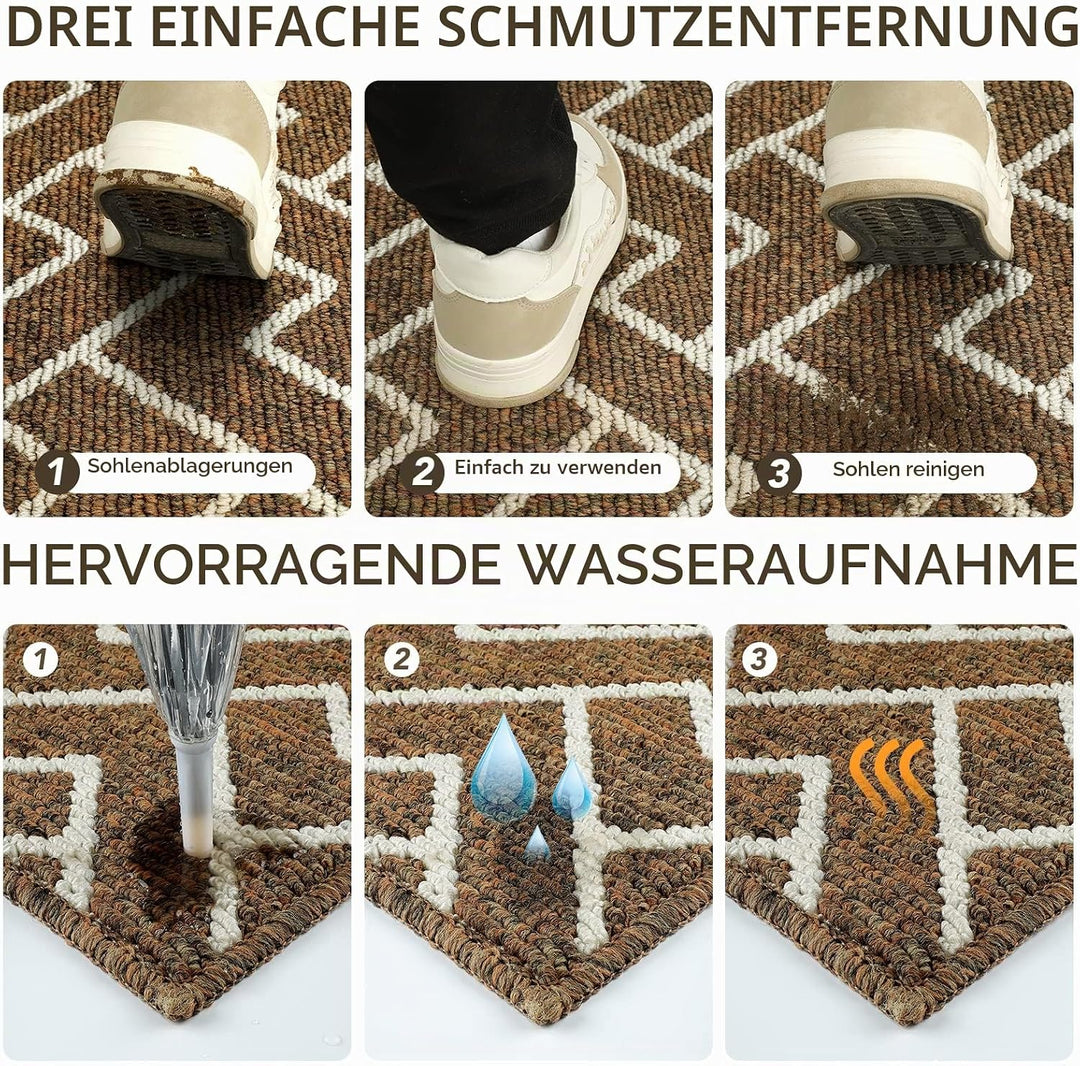 Fussmatte Innen, Wasserdicht Türmatte Schmutzfangmatte rutschfest Fussmatte Innen (Braun, 80 x 120 c