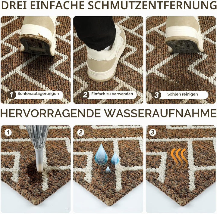 Fussmatte Innen, Wasserdicht Türmatte Schmutzfangmatte rutschfest Fussmatte Innen (Braun, 80 x 120 c