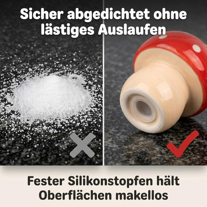 MIJOMA Salz- & Pfefferstreuer Set - Stilvolles Porzellandesign, Lebensmittelecht, Einfach zu Befülle