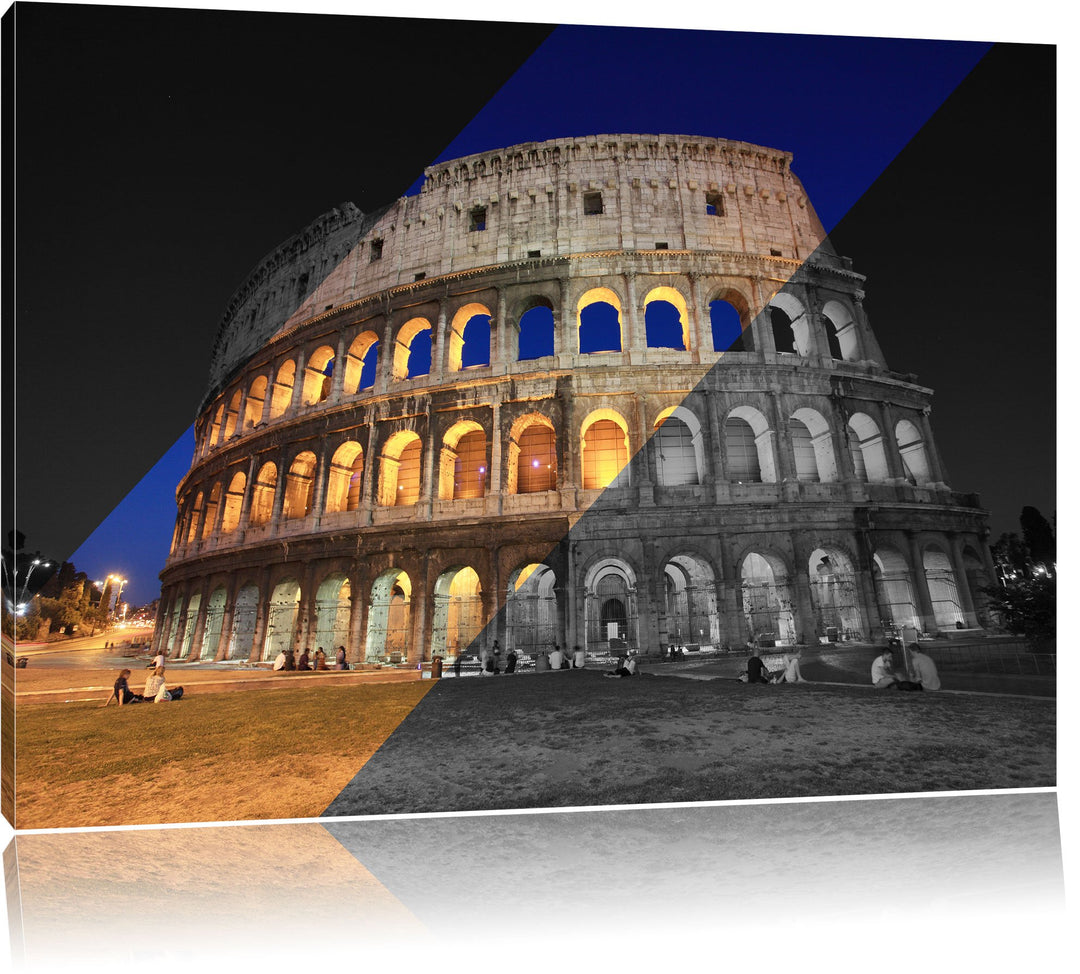 Colosseum in Rom Italien schwarz/weiss Format: 100x70 auf Leinwand, XXL riesige Bilder fertig gerahm
