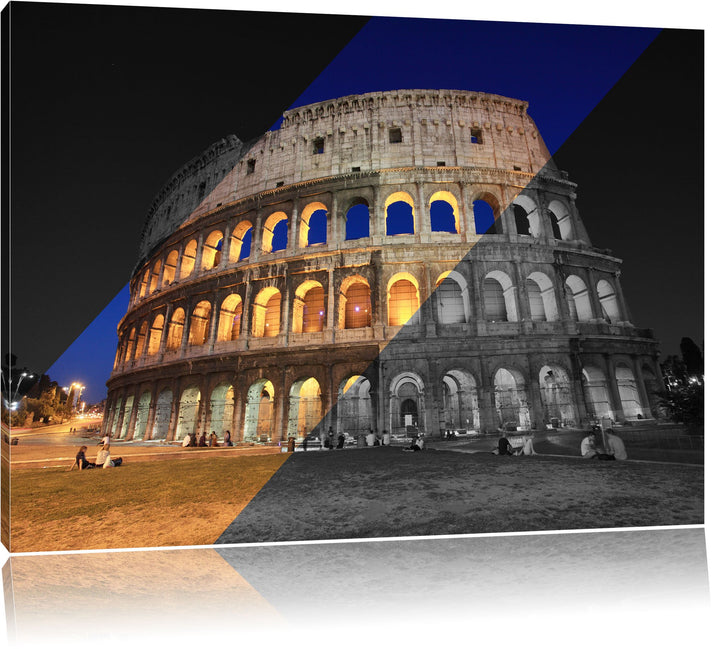 Colosseum in Rom Italien schwarz/weiss Format: 100x70 auf Leinwand, XXL riesige Bilder fertig gerahm