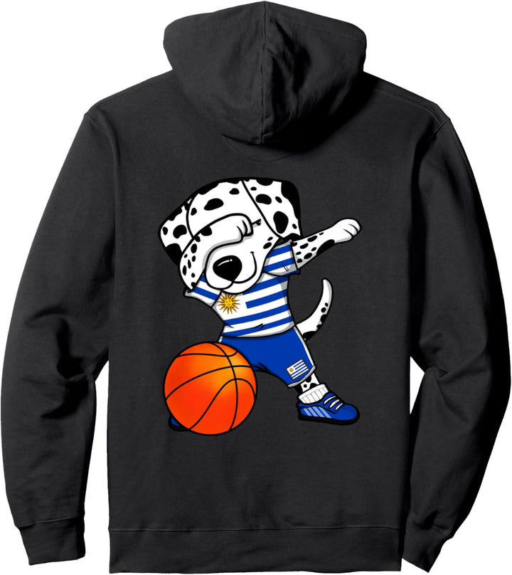 Dabbing Dalmatiner Hund Uruguay Basketball Mannschaft Sport Pullover Hoodie