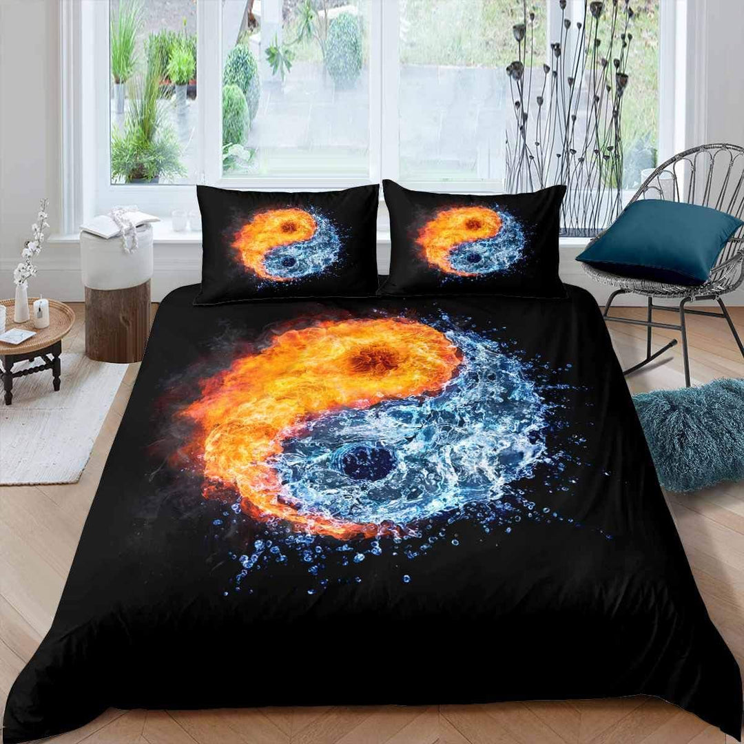 Yin Yang Bettbezug Set Boho Trippy Psychedelische Kunst Bettwäsche Set 135x200cm für Kinder Jungen M