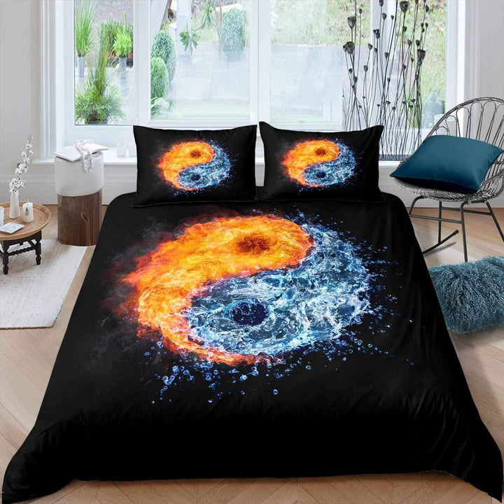 Yin Yang Bettbezug Set Boho Trippy Psychedelische Kunst Bettwäsche Set 135x200cm für Kinder Jungen M