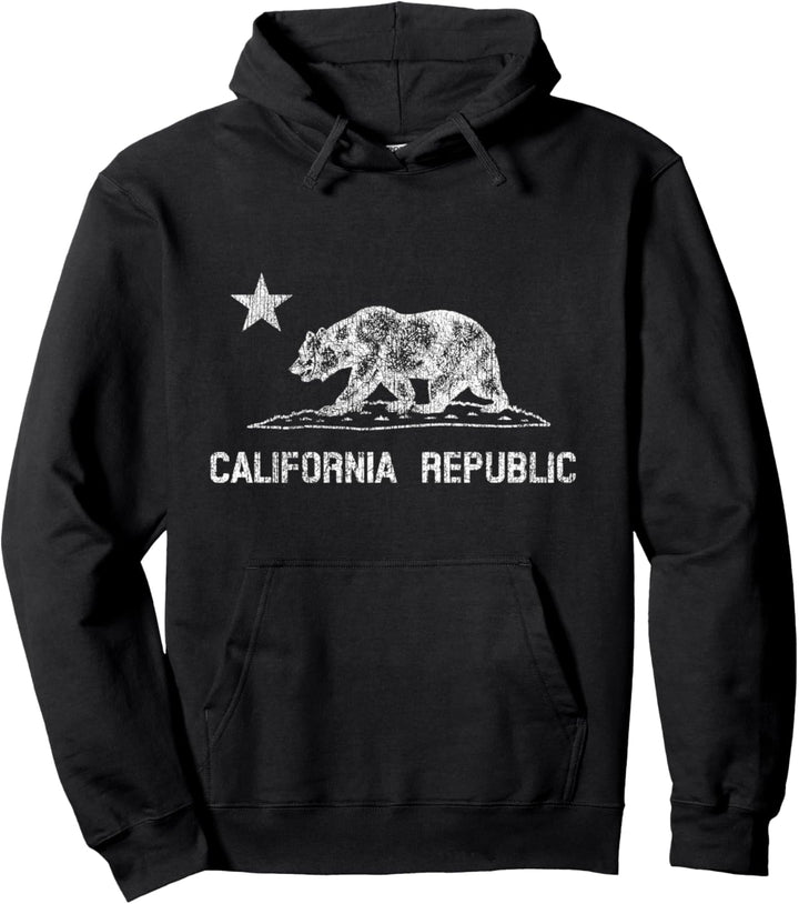 Kalifornien Republik Flagge Distressed Bär Pullover Hoodie