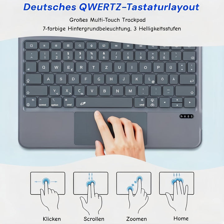 Tastaturhülle für iPad Pro 13 Zoll (M4 2024 / M5 2025), Magnetisch Abnehmbares Keyboard Folio mit To
