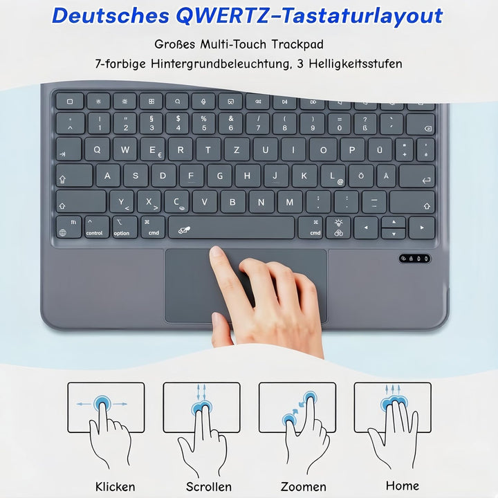 Tastaturhülle für iPad Pro 12,9" (3., 4., 5., 6. Gen.) und iPad Air 13" (M4/M3/M2,2026/2025/2024) –