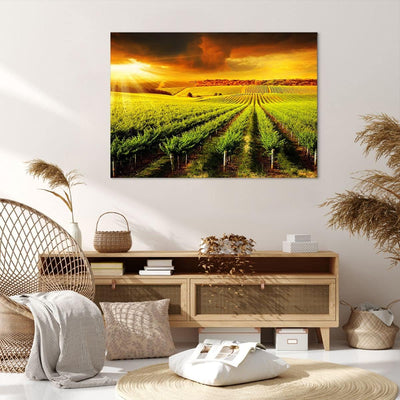 ARTTOR Bilder auf Leinwand 100x70cm Leinwandbild Land Weingut Pflanzung Gross Wanddeko Bild Schlafzi