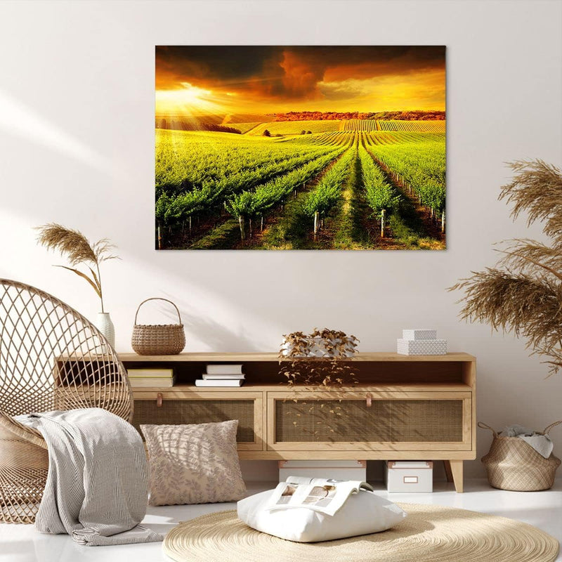 ARTTOR Bilder auf Leinwand 100x70cm Leinwandbild Land Weingut Pflanzung Gross Wanddeko Bild Schlafzi