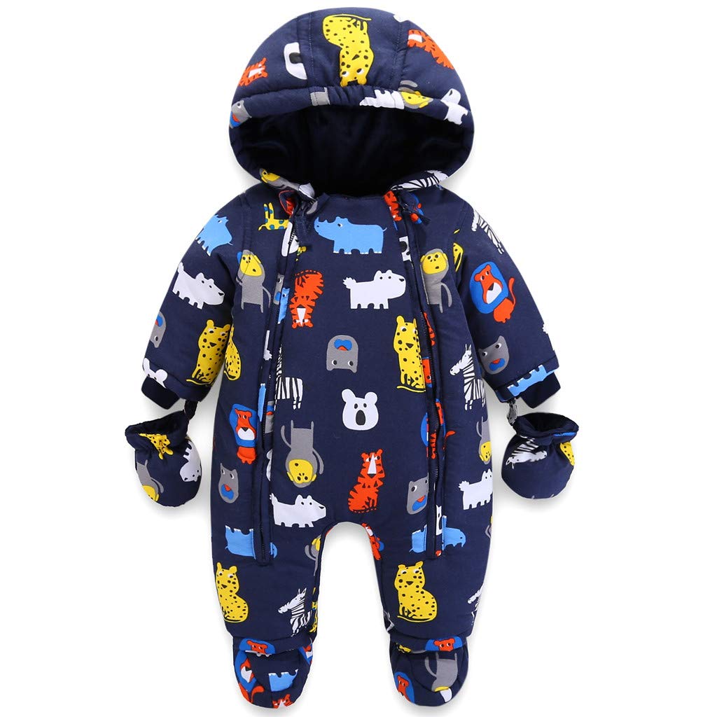 Baby Winter Overall Mit Kapuze Jungen Schneeanzüge mit Handschuhen und Füsslinge Warm Kleidungsset 9