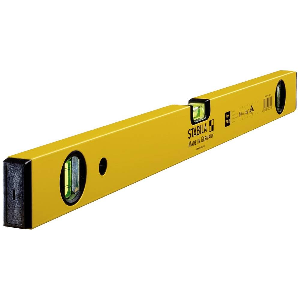 STABILA Wasserwaage Type 70-2, 60 cm, leichtes Alu-Profil, 1 Horizontal-Libelle, 2 Vertikal-Libellen