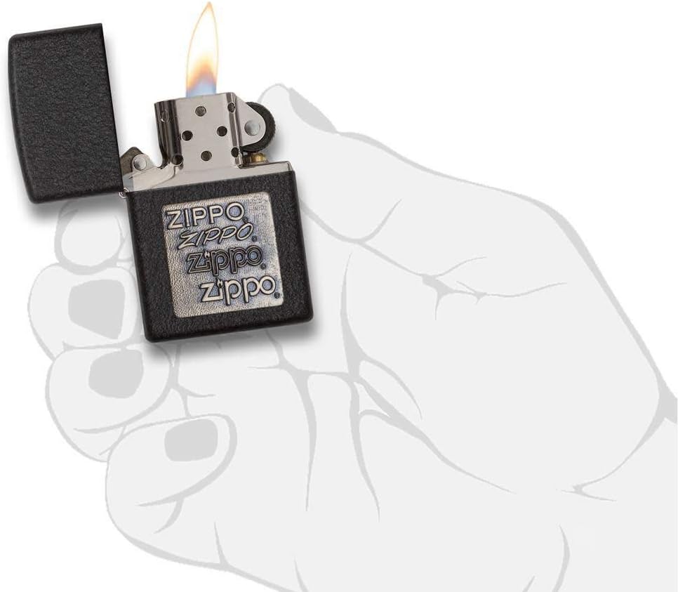 Zippo Sturmfeuerzeug - Logos, Black Crackle, Emblem - Nachfüllbar - Wiederverwendbar - Windfestes De