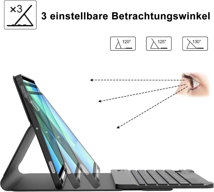 Hülle mit Tastatur für Samsung Galaxy Tab S10 FE 10.9"/S9 FE/S9 10.9" 2025, Tastatur QWERTZ deutsche