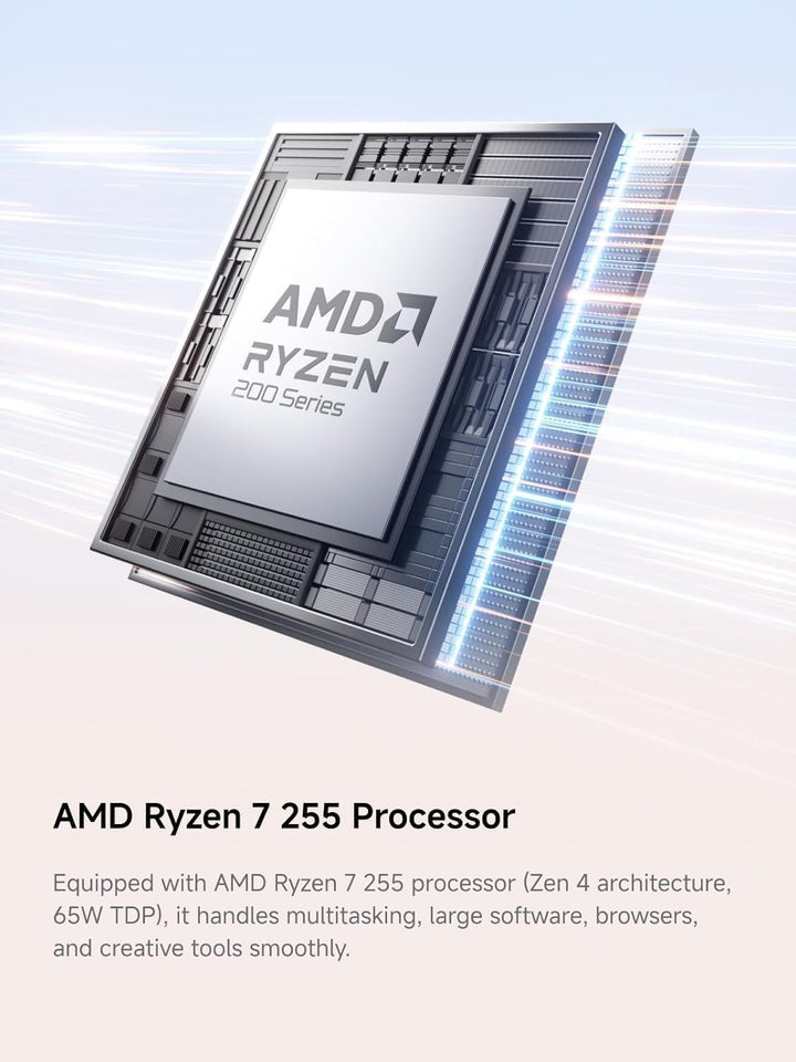 MINIS FORUM AI X1-255 Mini PC, AMD Ryzen 7 255 8-Core 16-Thread Prozessor bis zu 4,9 GHz, AMD Radeon