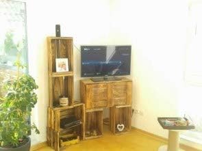 Grosse geflammte Wand Hängebar mit Integrierter Arbeitsplatte Holztruhe Holzkiste Obstkiste Barregal