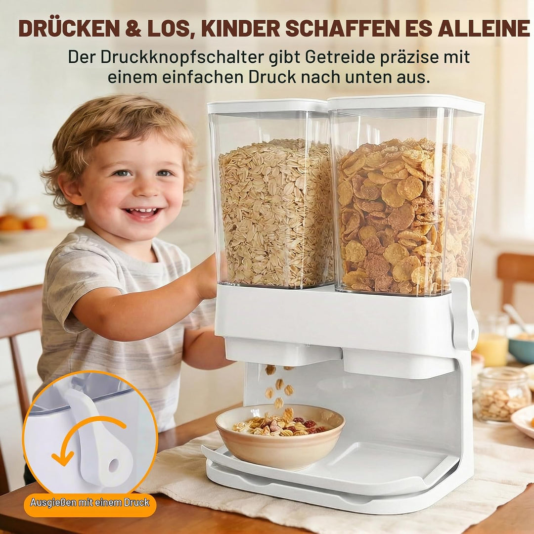 Sinceroduct Müslispender 2er Pack, Cereal Dispenser 3L Grosse luftdichte Müsli-Speicherkisten, Cornf